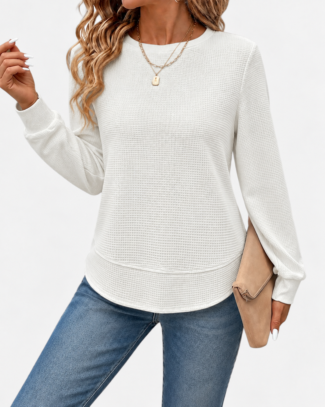 Nadyalyn | Elegante Maglia a Girocollo a Maniche Lunghe