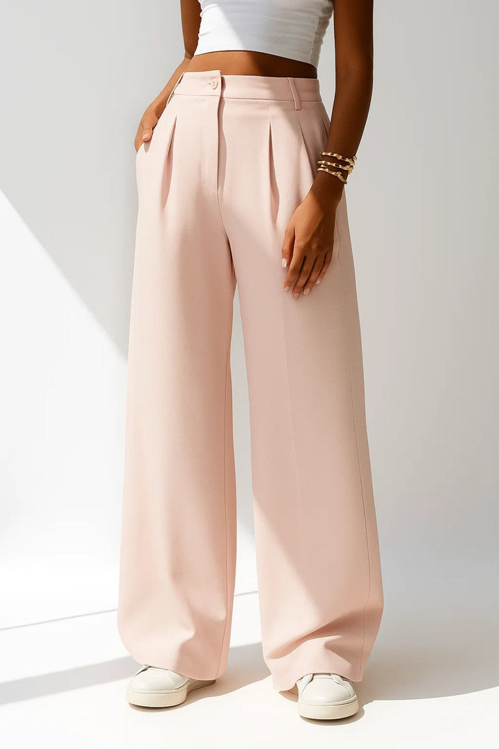 Bette | Pantalon raffiné taille haute à jambes larges avec plis sur le devant