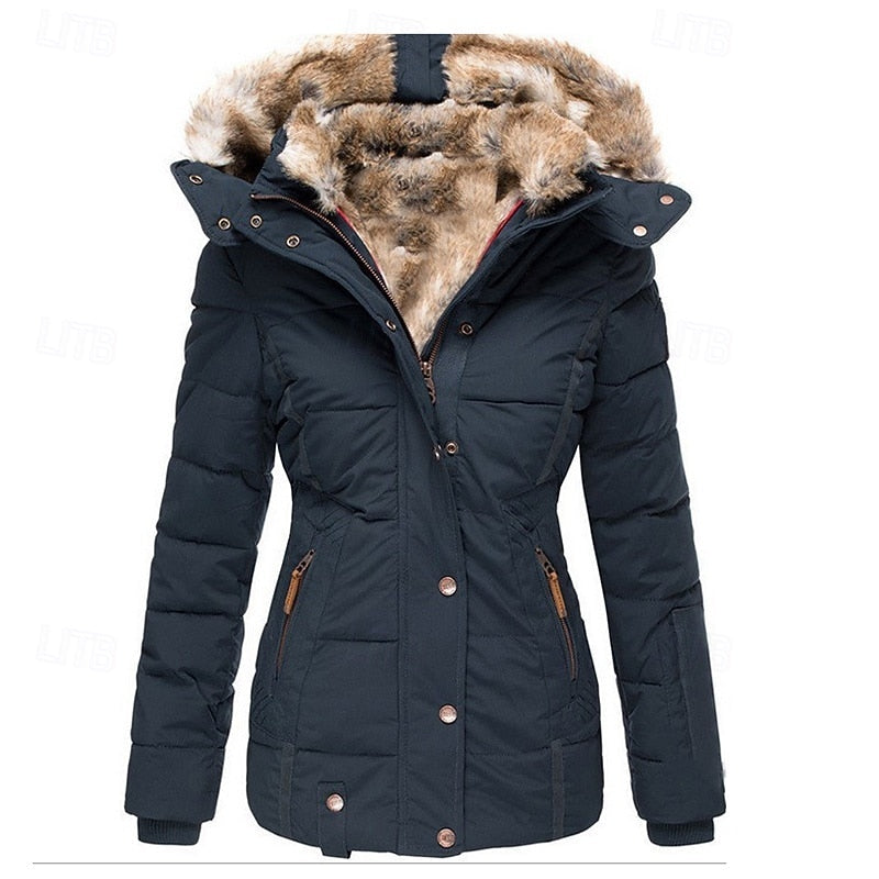 Vittoria | Refined Padded Hooded Jacket with Fur-Trimmed Hood and Shaped Waist