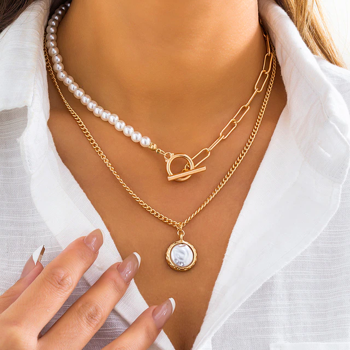 Collier de perles vintage à plusieurs couches
