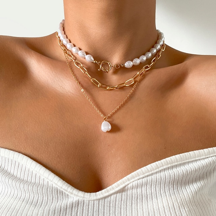 Collier de perles vintage à plusieurs couches