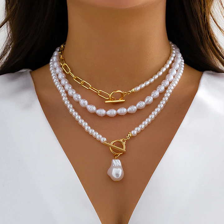 Collier de perles vintage à plusieurs couches