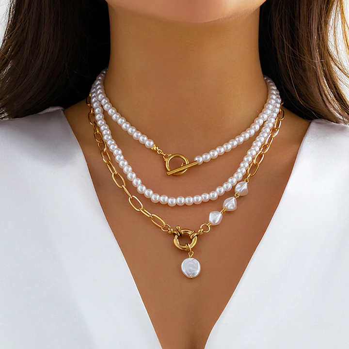 Collier de perles vintage à plusieurs couches