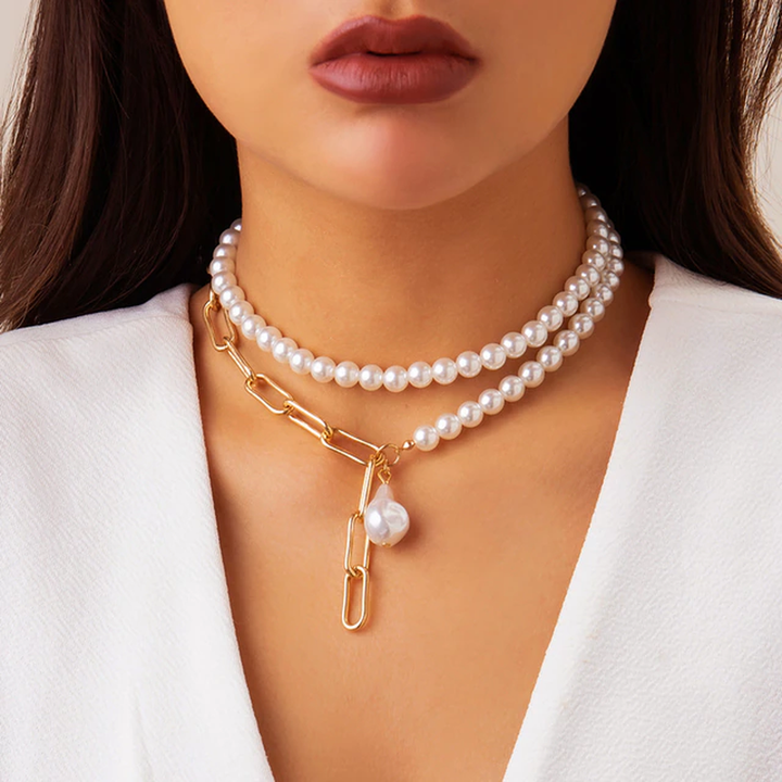 Collier de perles vintage à plusieurs couches