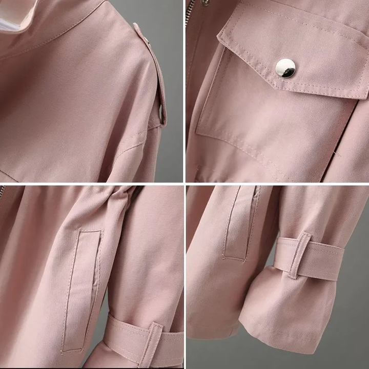 Women's Casual Lightweight Trenchcoat Zip Utility Outerwear
