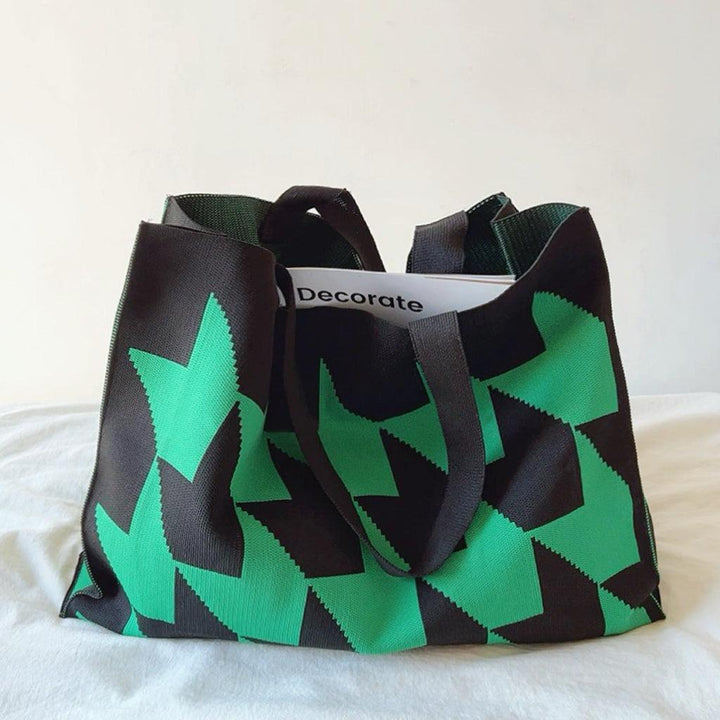 Julia | Grand sac cabas spacieux à motif géométrique et à ouverture supérieure