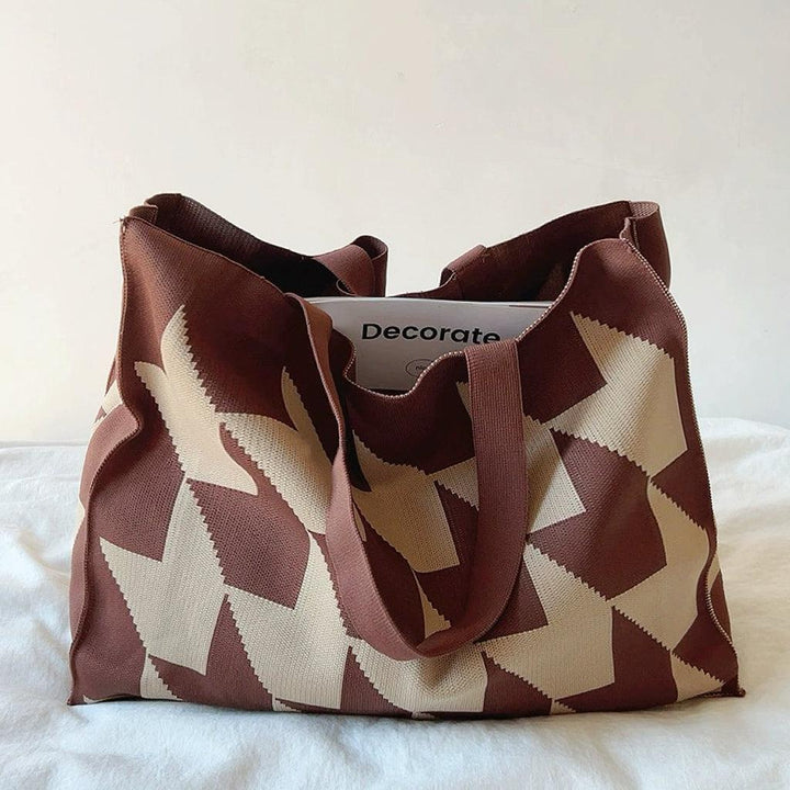Julia | Grand sac cabas spacieux à motif géométrique et à ouverture supérieure