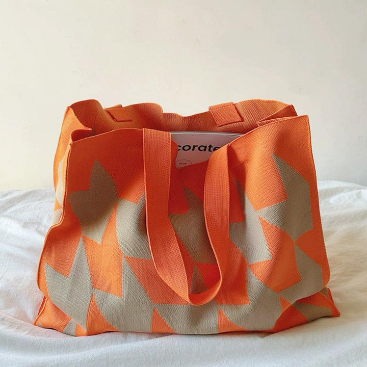 Julia | Grand sac cabas spacieux à motif géométrique et à ouverture supérieure