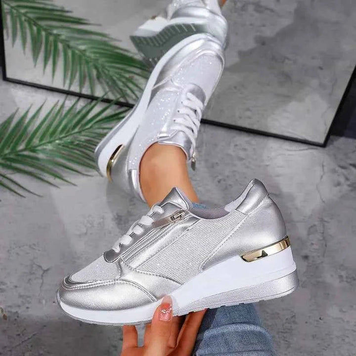 Renee | Elevated Platform Sneakers with Lace-Up Closure and Zipper