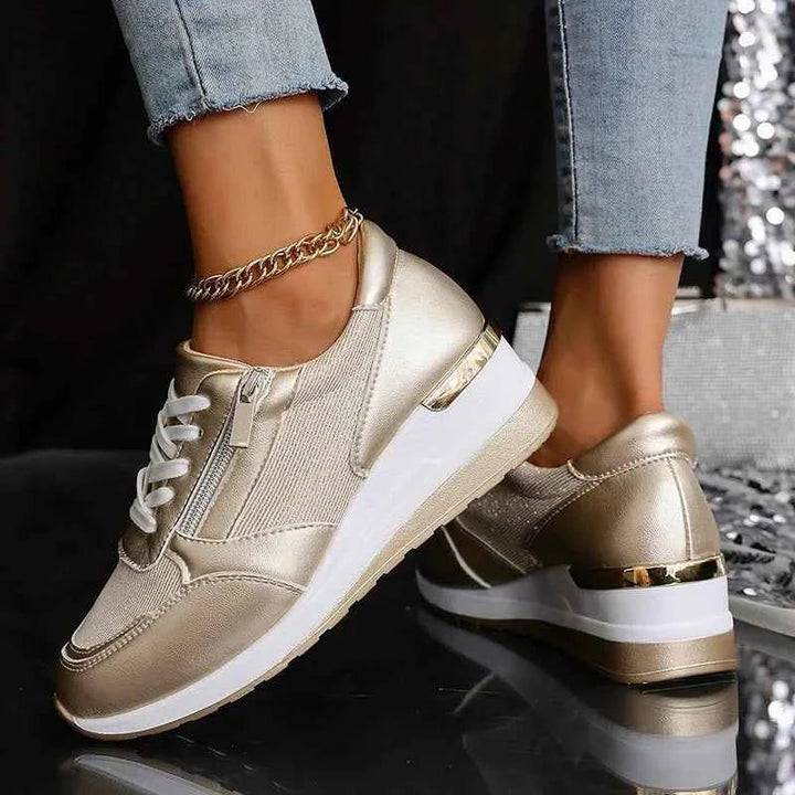 Renee | Elevated Platform Sneakers with Lace-Up Closure and Zipper