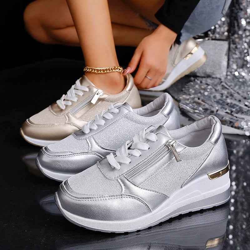 Renee | Elevated Platform Sneakers with Lace-Up Closure and Zipper