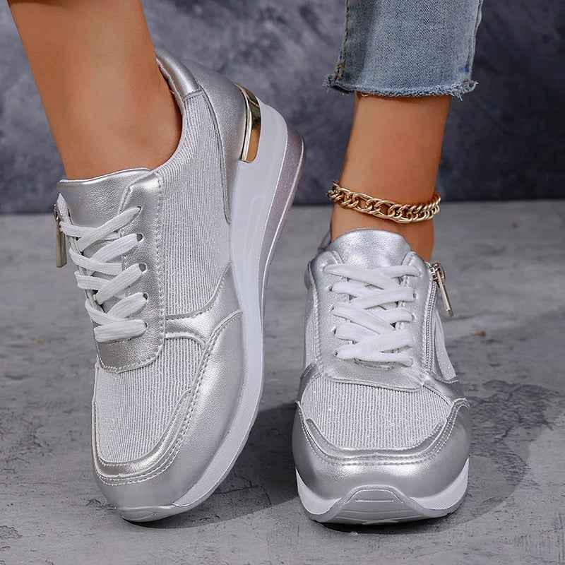 Renee | Elevated Platform Sneakers with Lace-Up Closure and Zipper