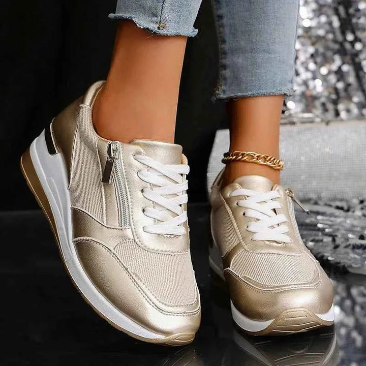 Renee | Elevated Platform Sneakers with Lace-Up Closure and Zipper