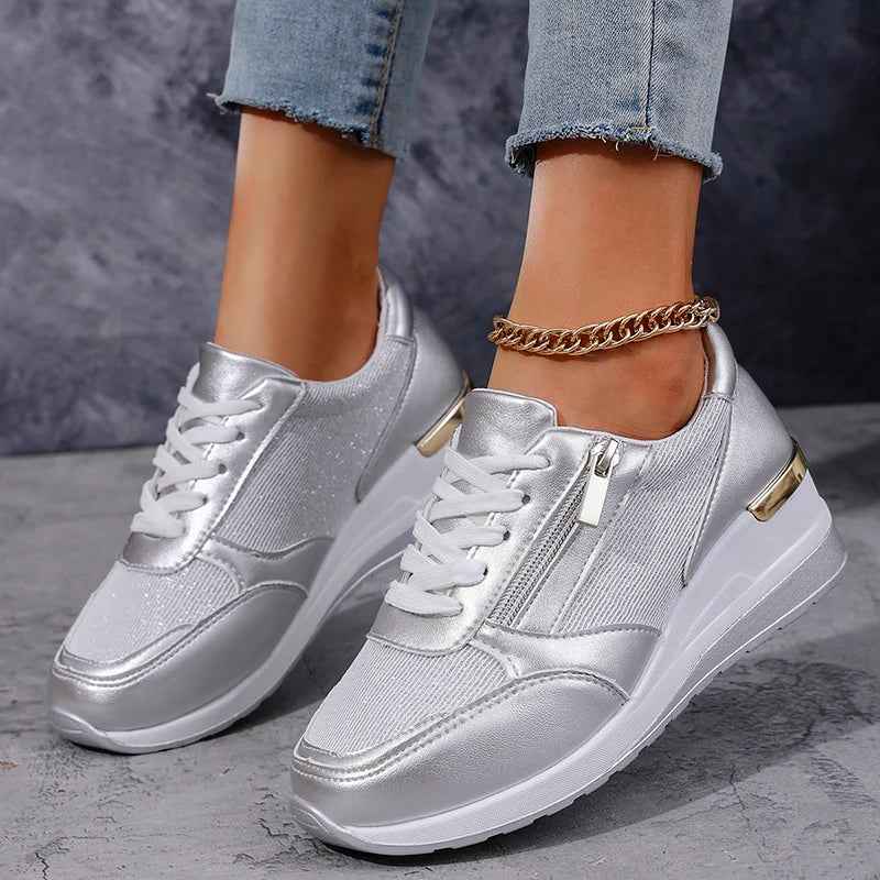 Renee | Elevated Platform Sneakers with Lace-Up Closure and Zipper