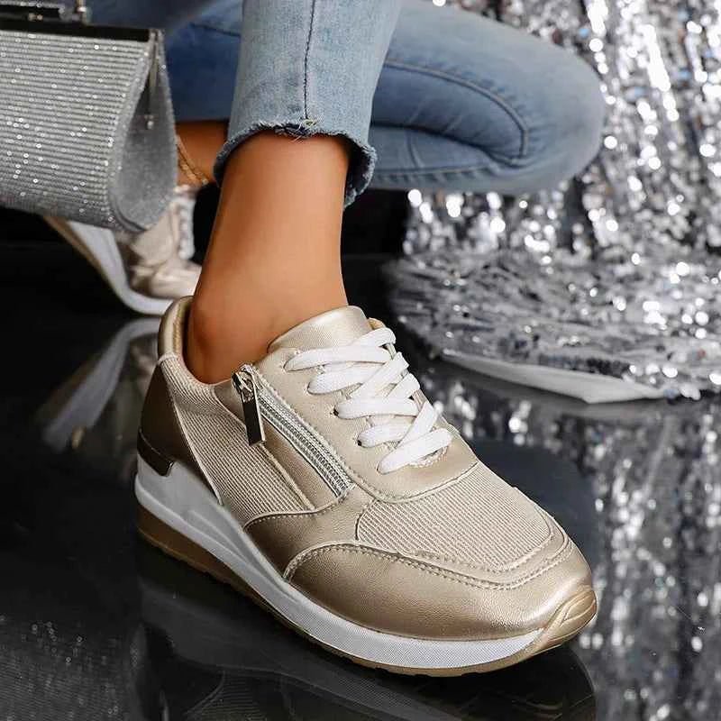 Renee | Elevated Platform Sneakers with Lace-Up Closure and Zipper