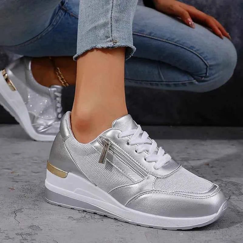 Renee | Elevated Platform Sneakers with Lace-Up Closure and Zipper