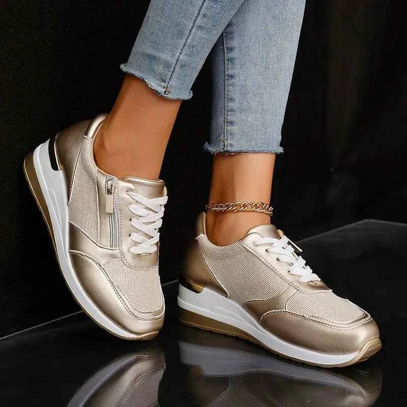 Renee | Elevated Platform Sneakers with Lace-Up Closure and Zipper