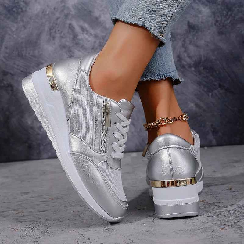Renee | Elevated Platform Sneakers with Lace-Up Closure and Zipper