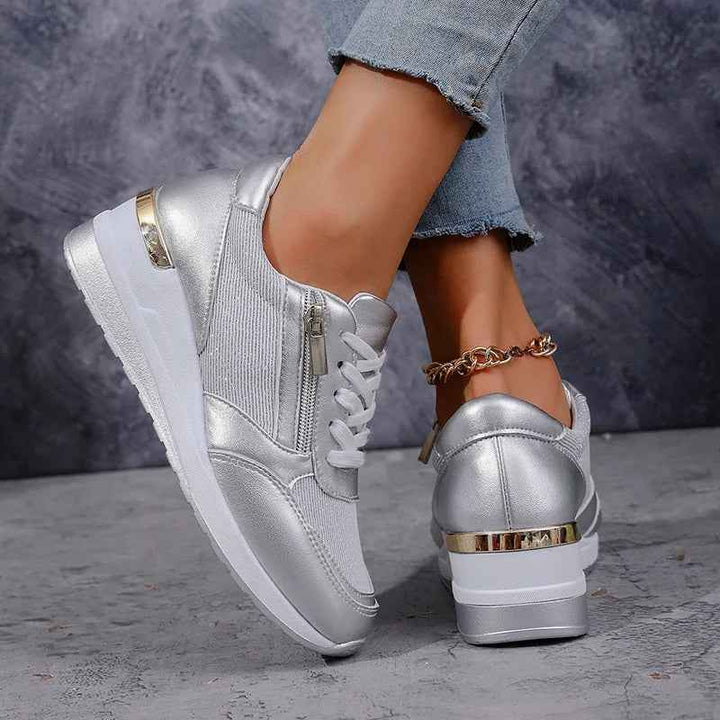 Renee | Elevated Platform Sneakers with Lace-Up Closure and Zipper