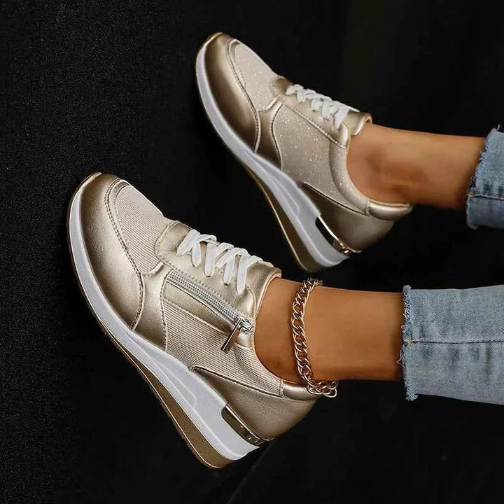 Renee | Elevated Platform Sneakers with Lace-Up Closure and Zipper