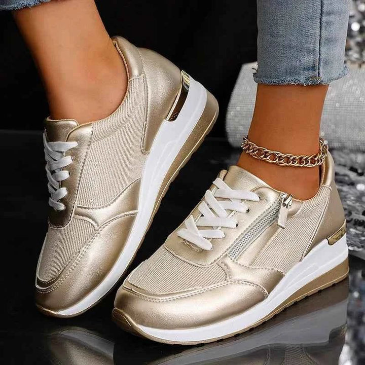 Renee | Elevated Platform Sneakers with Lace-Up Closure and Zipper