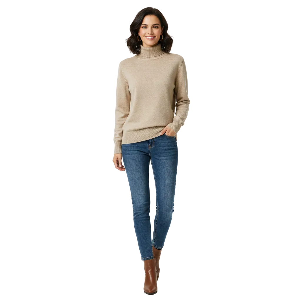 Margaret | Pull à col roulé élégant en cachemire, coupe ajustée