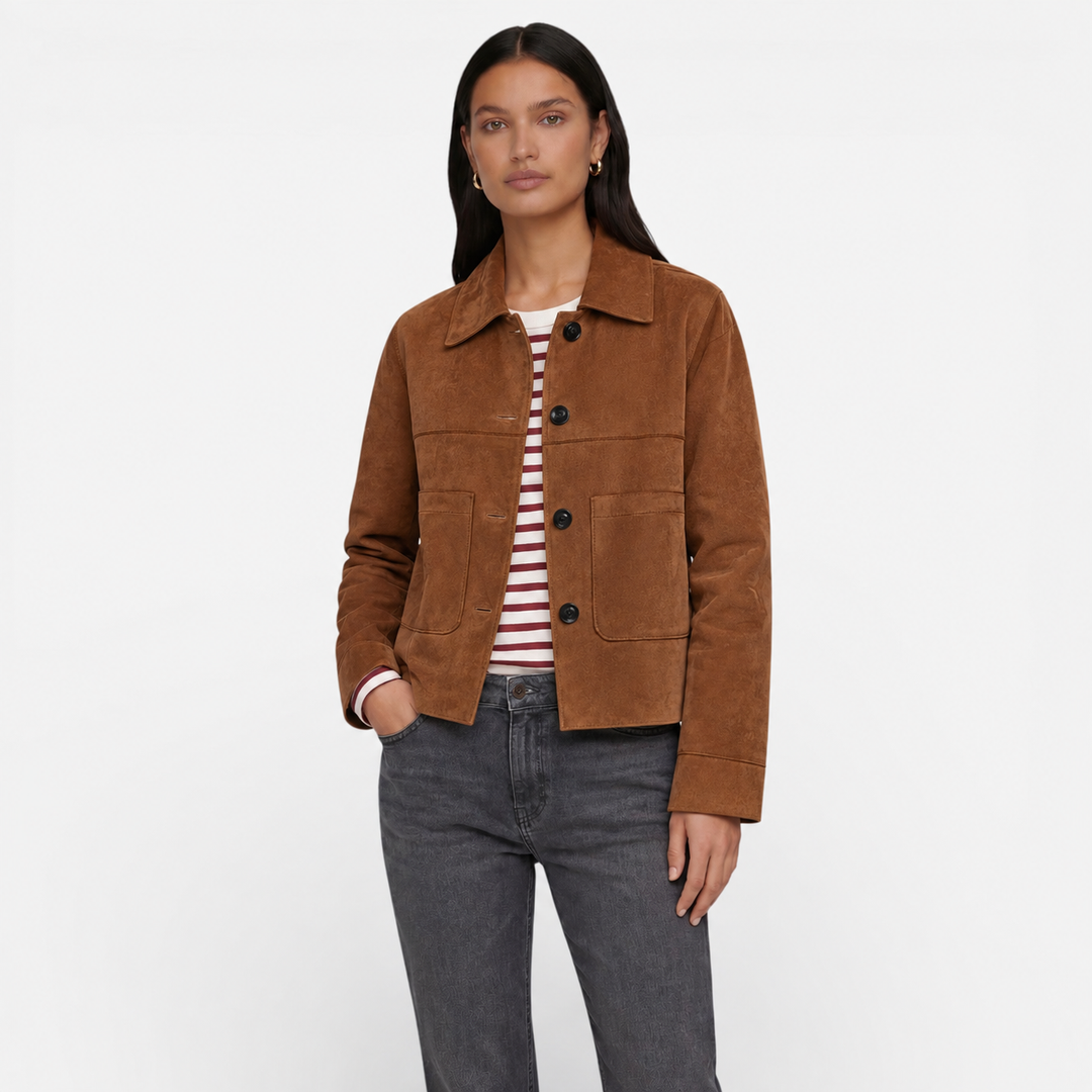 Tabitha | Elegante chaqueta de ante para mujer con acabado suave