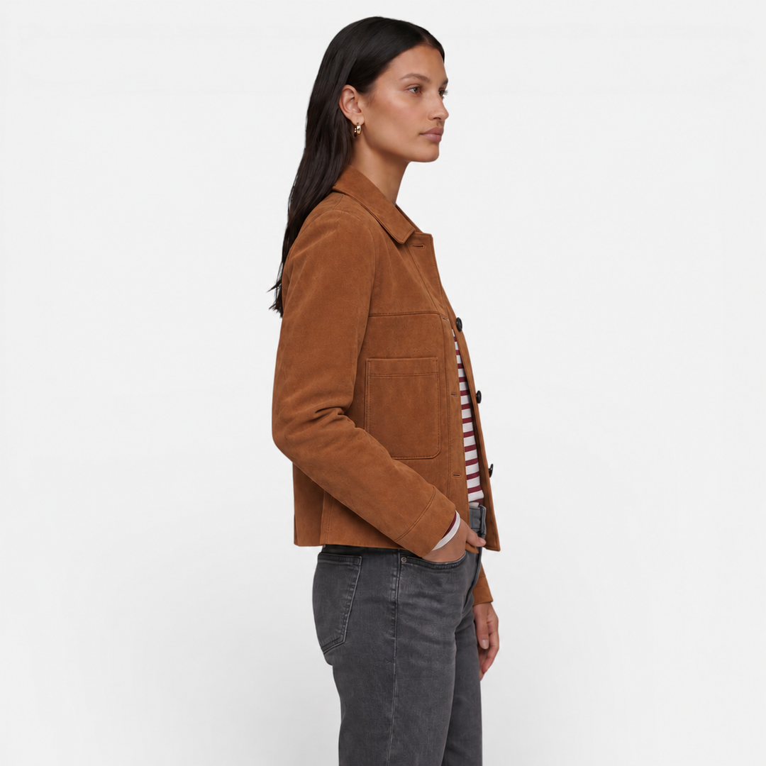 Tabitha | Elegante chaqueta de ante para mujer con acabado suave