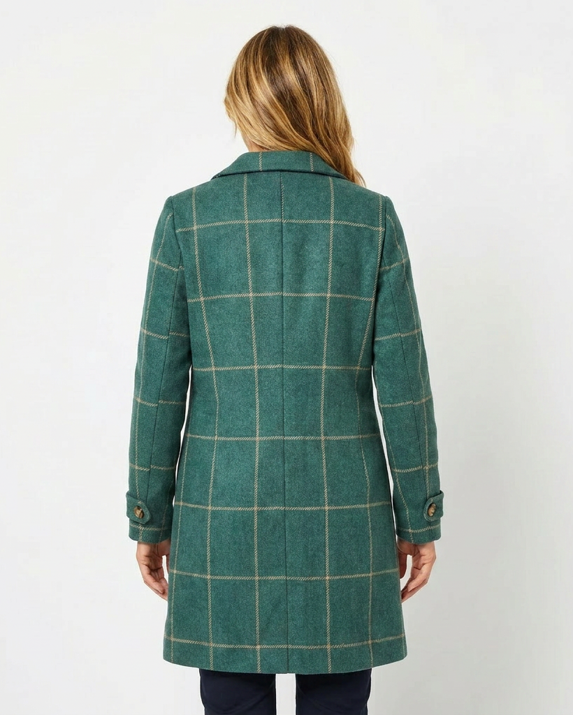 Guinevere | Refined Women's Trenchcoat with Windowpane Check and Notched Lapel