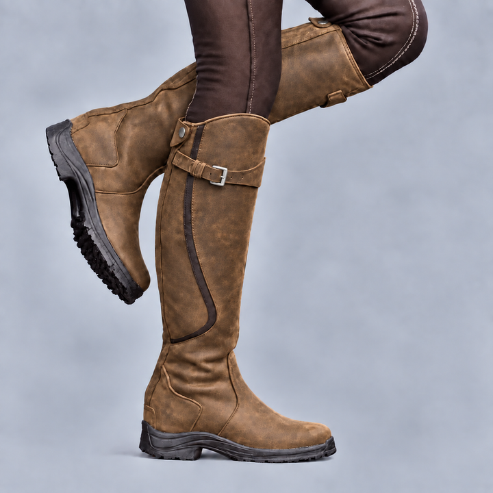 Ember | Ergonomic Leather Hiking Boots with Adjustable Buckle Strap and Rugged Sole