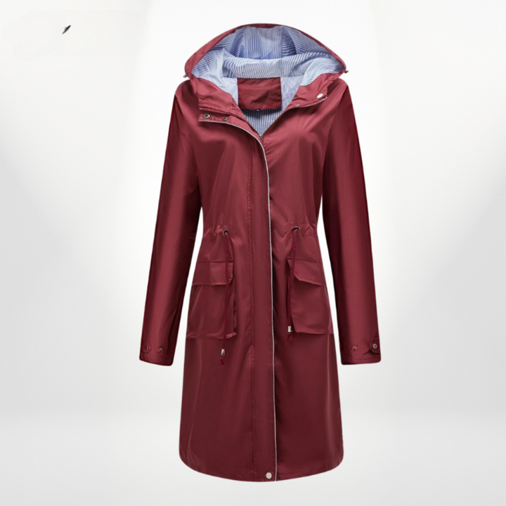 Freida | Veste de pluie pratique avec col à capuche et taille à cordon de serrage