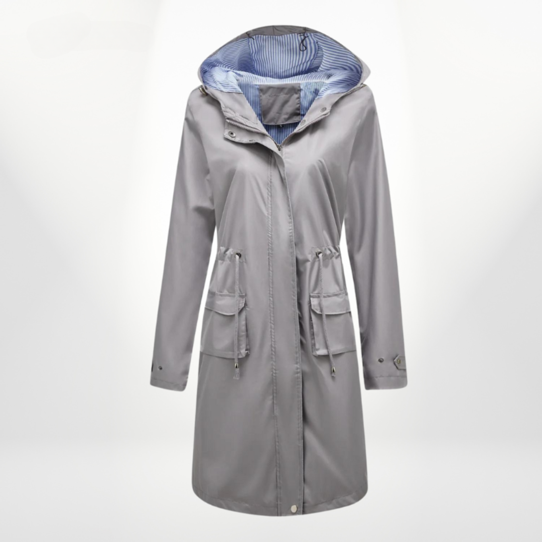 Freida | Veste de pluie pratique avec col à capuche et taille à cordon de serrage