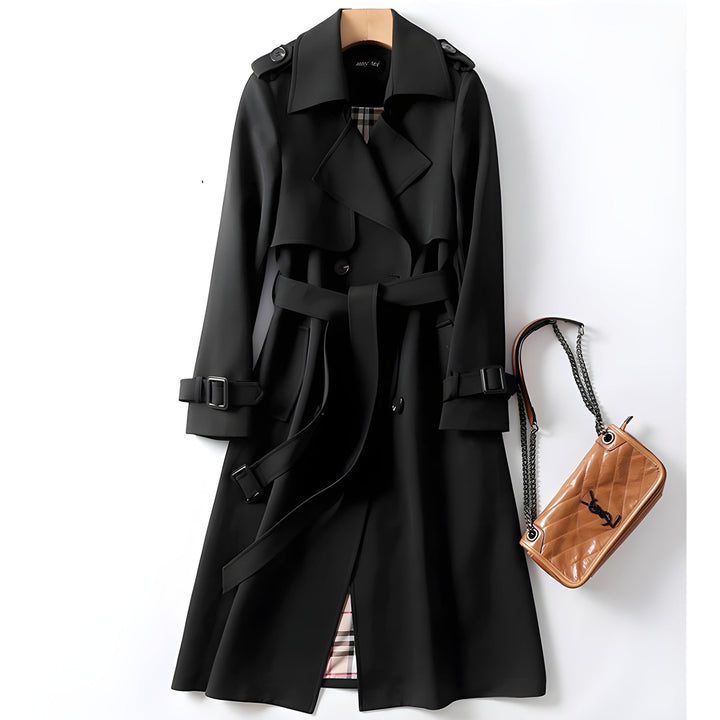 Trench-coat pour femme, ceinturé, à double boutonnage, déperlant, pour tous les jours